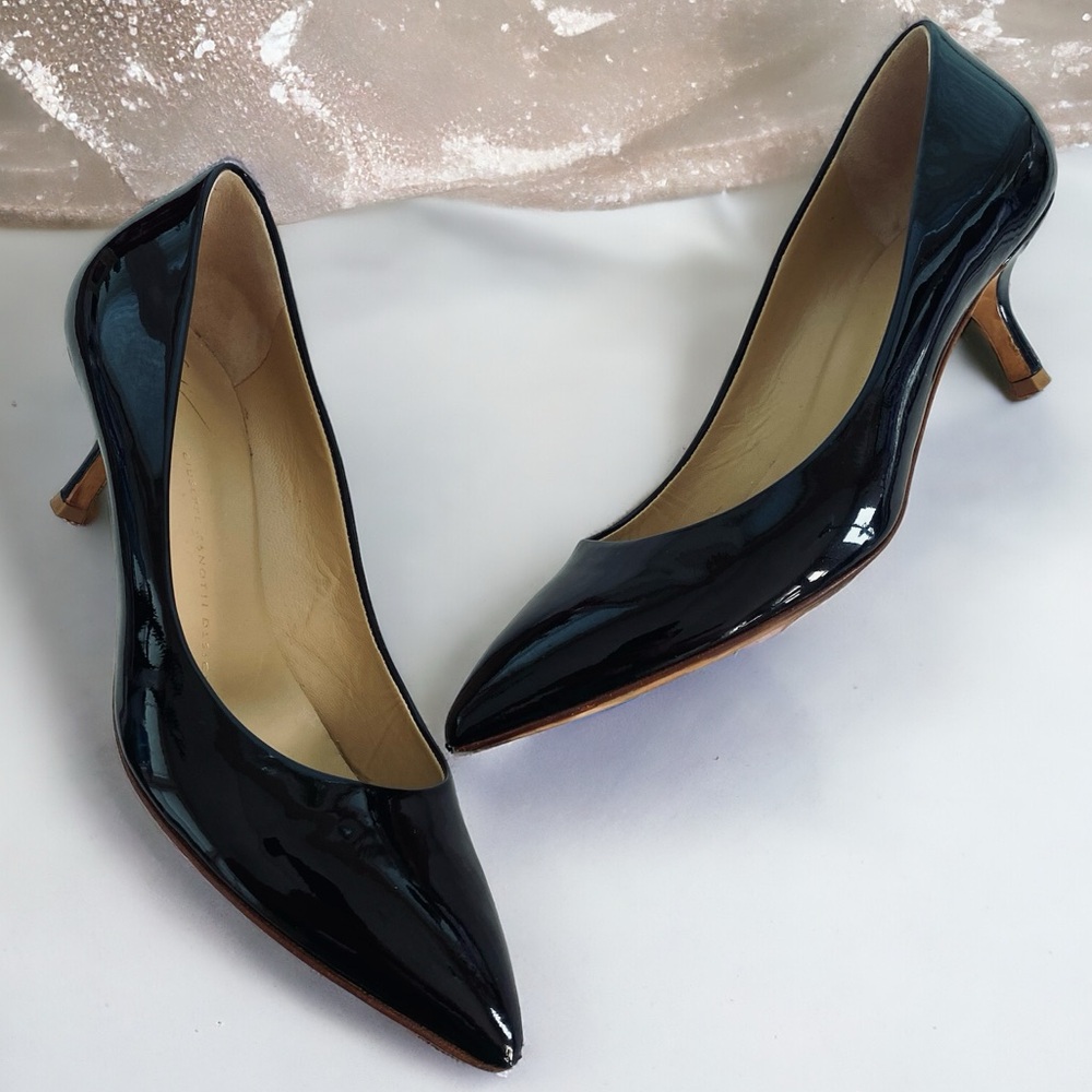 Giuseppe Zanotti Luxury Stunning Black Patent Genuine Leather Pumps Size 39/9